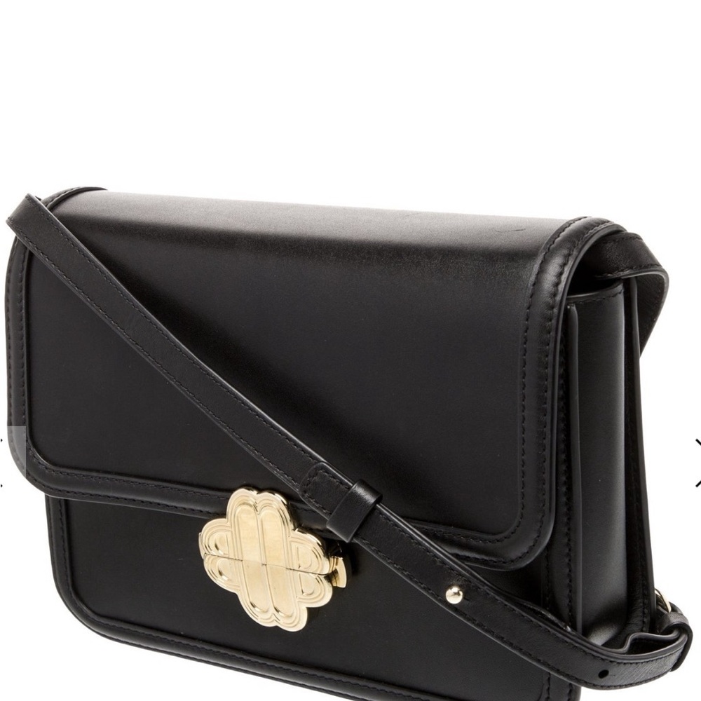 Maje Black Leather Crossbody with Gold Decorative Clasp - Picture 3 of 6